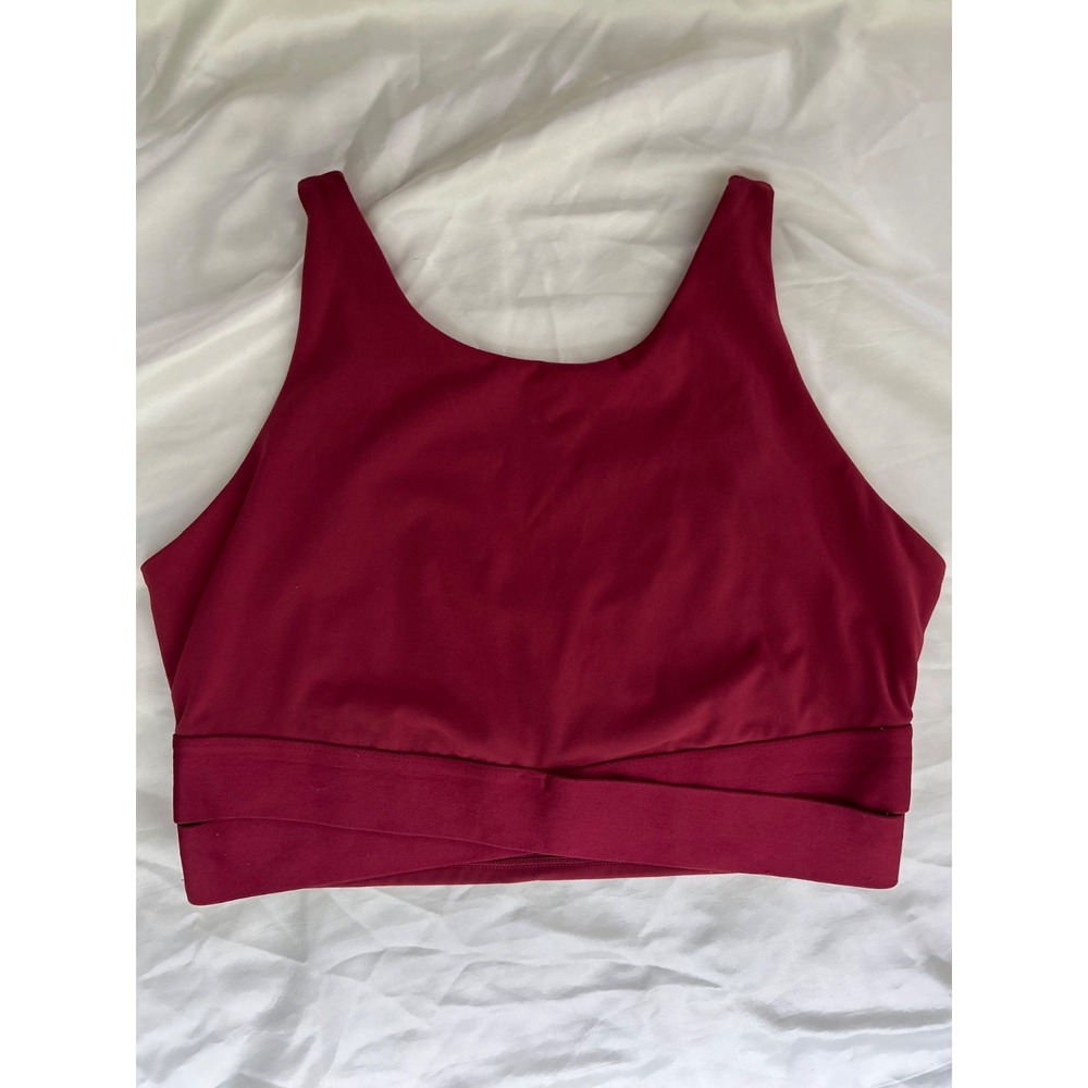 JoyLab Sports Bra Sz XL Burgundy Red Cutout Strappy Longline Workout